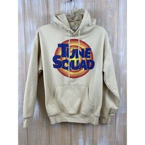 Tune Squad Hoodie Men’s Tan Sz S Two-Sided Space Jam Looney Tunes Freeze Label
